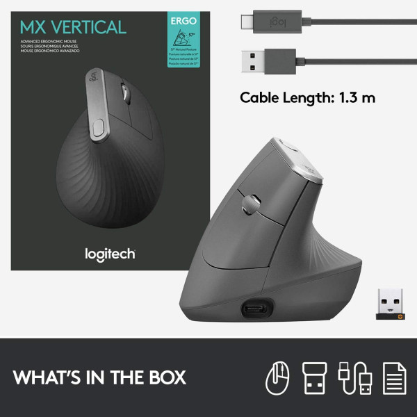 Logitech MX Vertical Advanced Ergo Graphite Souris Logitech, Ultra Pc Gamer Maroc