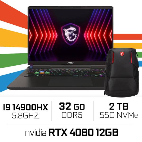 MSI VECTOR 16 HX A14VHG-811MA I9-14900HX/32GB DDR5/2TB SSD/RTX 4080 12GB/16" 240Hz/Win11/W BAG PC Portables Gamer MSI, Ultra ...