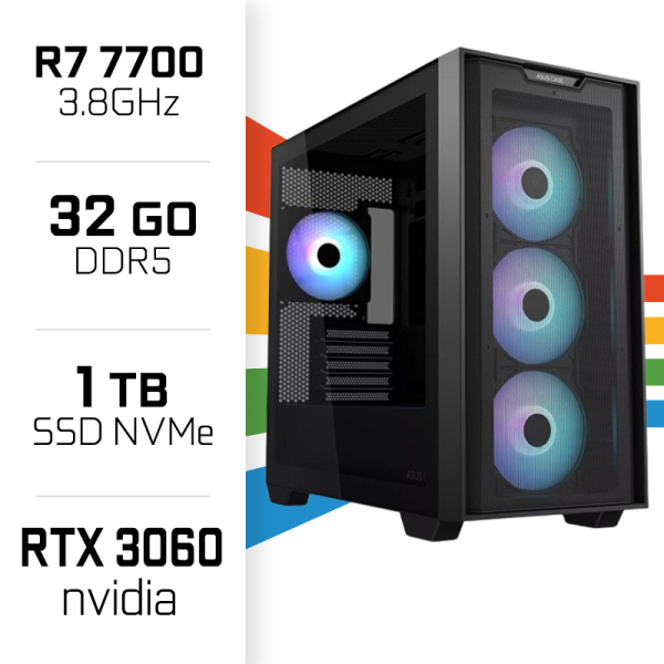 PC Gamer UltraPC Ryzen 7 7700/32GB DDR5/1TB SSD/RTX3060 PC Gamer Avancé UltraPC, Ultra Pc Gamer Maroc