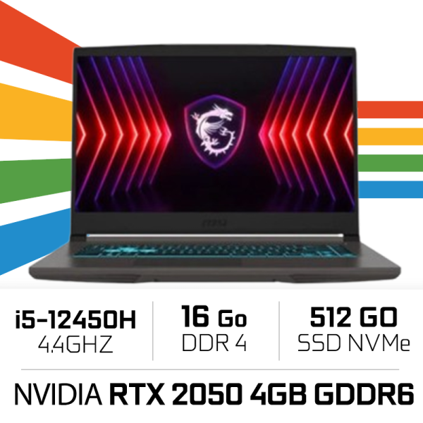 MSI THIN 15 B12UCX-1682XES i5-12450H/16GB DDR4/512GB SSD/RTX2050 /15.6'' 144Hz PC Portables Gamer MSI, Ultra Pc Gamer Maroc