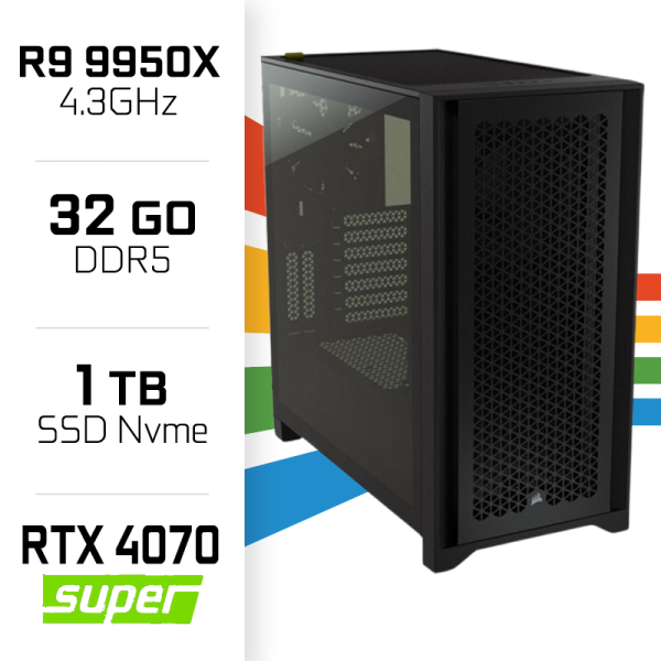 PC Gamer UltraPC Ryzen 9 9950X/1TB SSD/32GB DDR5/RTX 4070 SUPER PC Gamer Avancé UltraPC, Ultra Pc Gamer Maroc