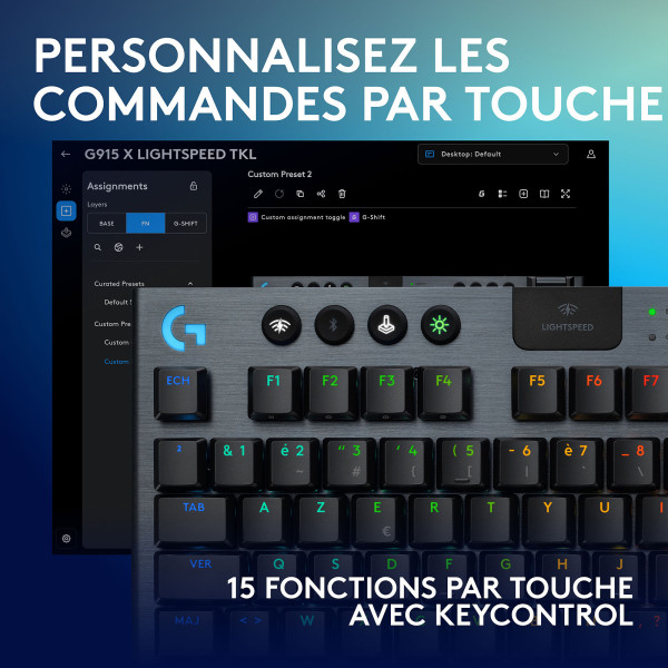 Logitech G G915X TKL Lightspeed Black (Linear Version - Qwerty) Claviers Logitech, Ultra Pc Gamer Maroc