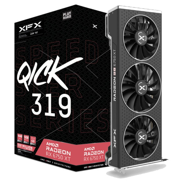 XFX AMD Radeon RX 6750 XT Speedster QICK 319 12GB GDDR6 AMD XFX, Ultra Pc Gamer Maroc