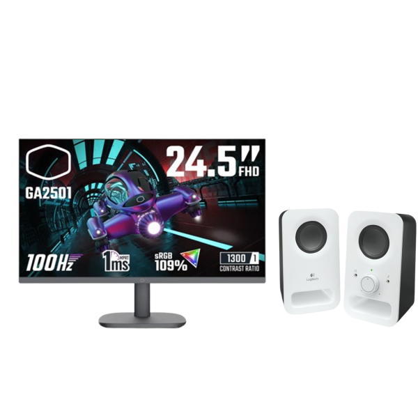 BUNDLE Cooler Master GA2501 + Logitech Multimedia Speakers Z150 (White) BUNDLES UltraPC, Ultra Pc Gamer Maroc