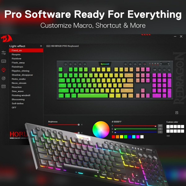 Redragon K618 PRO Wireless Low Profile Red Switches Claviers Redragon, Ultra Pc Gamer Maroc