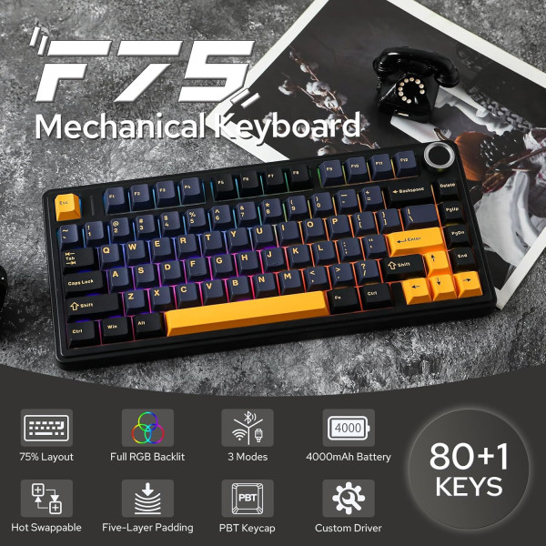EPOMAKER x AULA F75 (Black) Claviers EPOMAKER, Ultra Pc Gamer Maroc