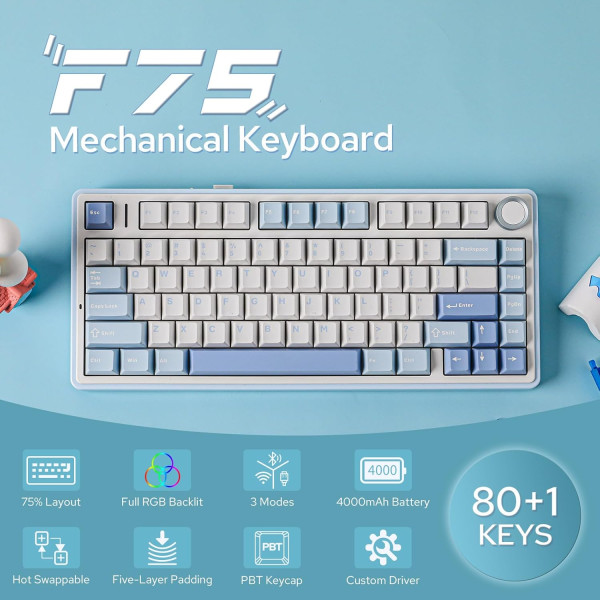 EPOMAKER x AULA F75 (Light Blue) Claviers EPOMAKER, Ultra Pc Gamer Maroc