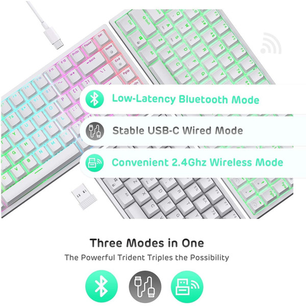 Royal Kludge RK84 RGB Red Switch (White) Claviers Royal Kludge, Ultra Pc Gamer Maroc