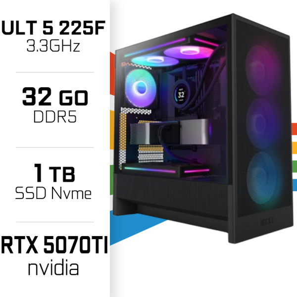 PC Gamer UltraPC Ultra 5 225F/1TB SSD/32GB/RTX5070TI PC Gamer Standard UltraPC, Ultra Pc Gamer Maroc