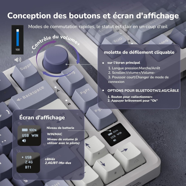 Royal Kludge RKM75 (Bleu) Claviers Royal Kludge, Ultra Pc Gamer Maroc