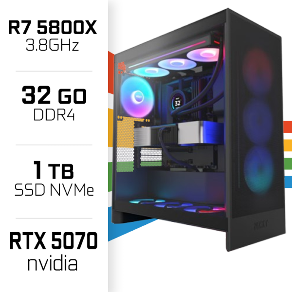 PC Gamer UltraPC Ryzen 7 5800X/1TB SSD/32GB/RTX5070 PC Gamer Avancé UltraPC, Ultra Pc Gamer Maroc