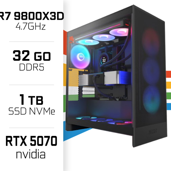 PC Gamer UltraPC Ryzen 7 9800X3D/1TB SSD/32GB DDR5/RTX5070 PC Gamer Avancé UltraPC, Ultra Pc Gamer Maroc