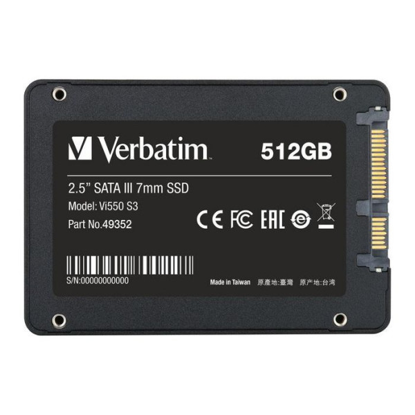 VERBATIM Vi550 512GB 2.5" Disques SSD VERBATIM, Ultra Pc Gamer Maroc