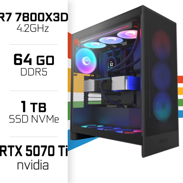 PC Gamer UltraPC Ryzen 7 7800X3D/1TB SSD/64GB DDR5/RTX5070 Ti PC Gamer Avancé UltraPC, Ultra Pc Gamer Maroc
