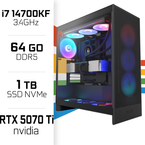 PC Gamer i7 14700KF/1TB SSD/32GB DDR5/RTX5070TI PC Gamer Avancé UltraPC, Ultra Pc Gamer Maroc