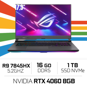 ROG STRIX-G17-G713PV-HX054W AMD Ryzen 9 7845HX/16GB DDR5/1TB SSD/RTX4060 8GB/ 17.3" PC Portables Gamer ASUS, Ultra Pc Gamer M...