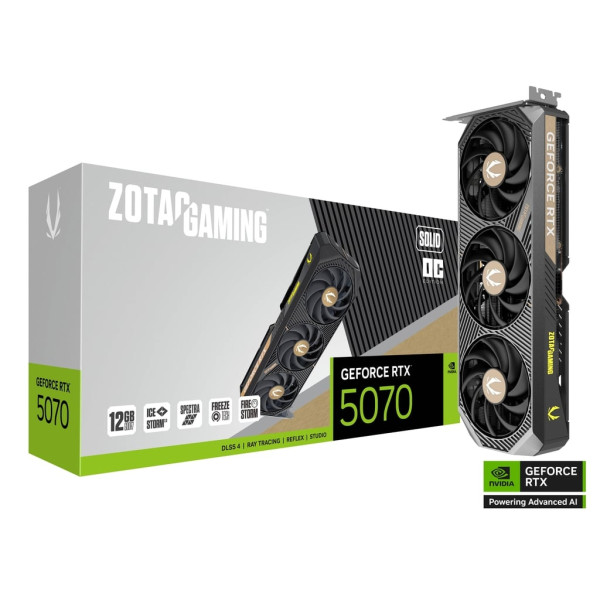 ZOTAC GAMING GeForce RTX 5070 SOLID OC 12GB GDDR7 Cartes graphiques Zotac, Ultra Pc Gamer Maroc