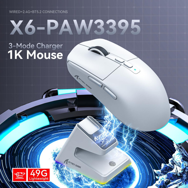 ATTACK SHARK X6 WHITE Souris ATTACK SHARK, Ultra Pc Gamer Maroc