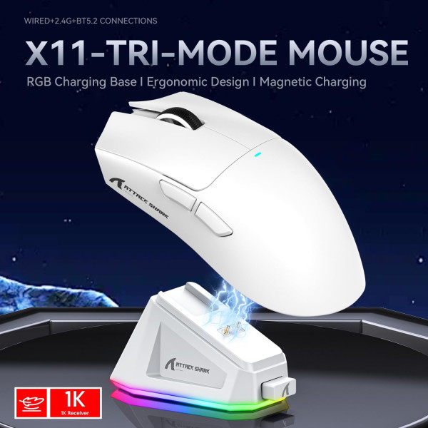 ATTACK SHARK X11 WHITE Souris ATTACK SHARK, Ultra Pc Gamer Maroc