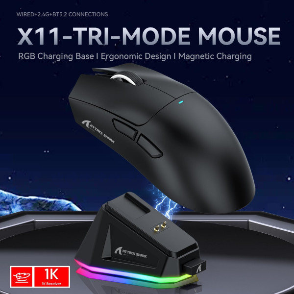 ATTACK SHARK X11 BLACK Souris ATTACK SHARK, Ultra Pc Gamer Maroc