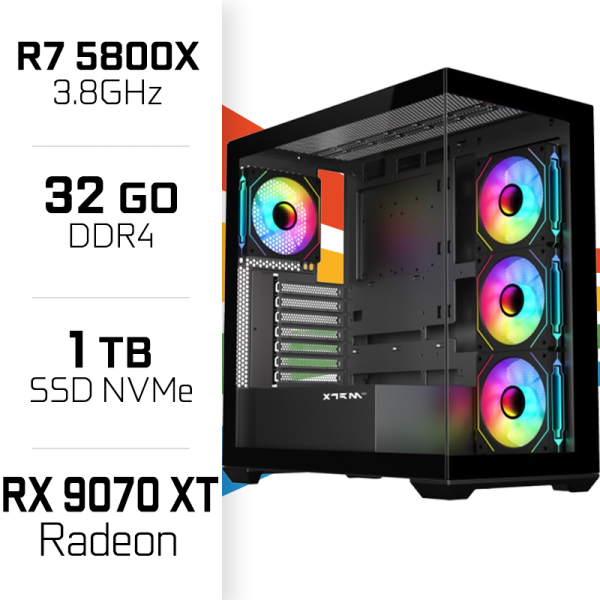 PC Gamer UltraPC Ryzen 7 5800X/32GB/1TB SSD/RX9070 XT PC Gamer Standard UltraPC, Ultra Pc Gamer Maroc