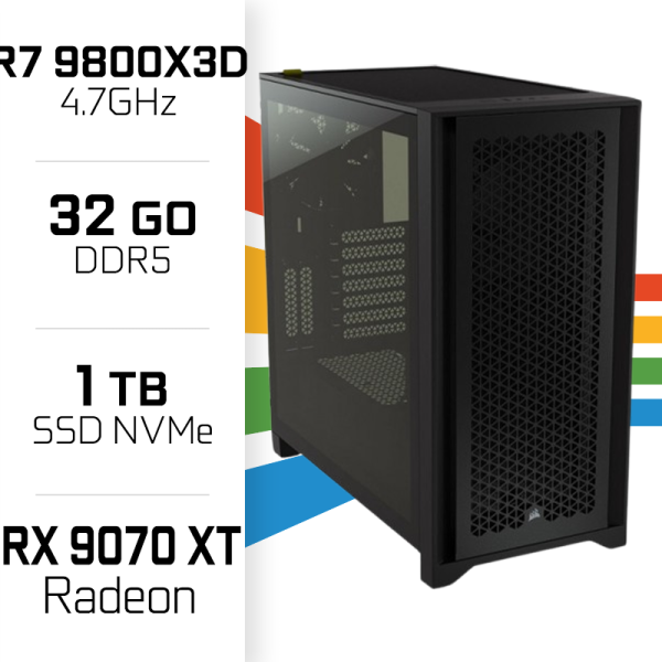 PC Gamer UltraPC Ryzen 7 9800X3D/1TB SSD/32GB DDR5/RX9070XT PC Gamer Avancé UltraPC, Ultra Pc Gamer Maroc