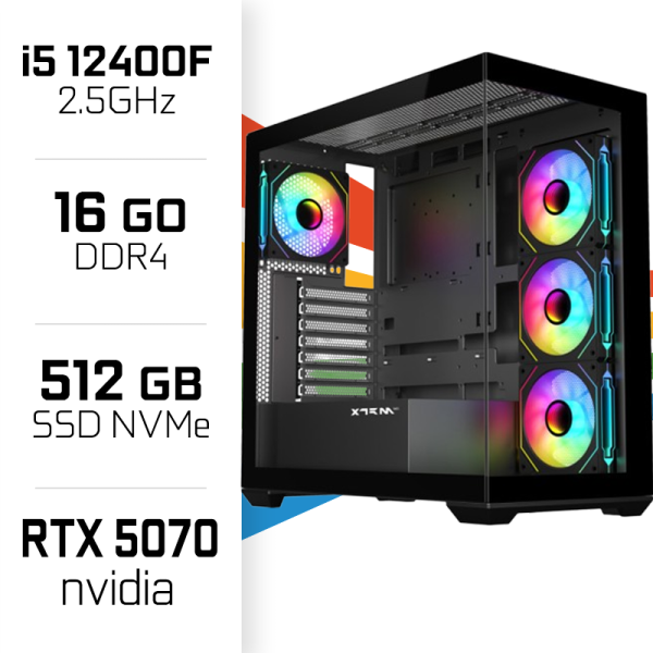 PC Gamer UltraPC Core i5 12400F/512GB SSD/16GB/RTX5070 PC Gamer Standard UltraPC, Ultra Pc Gamer Maroc