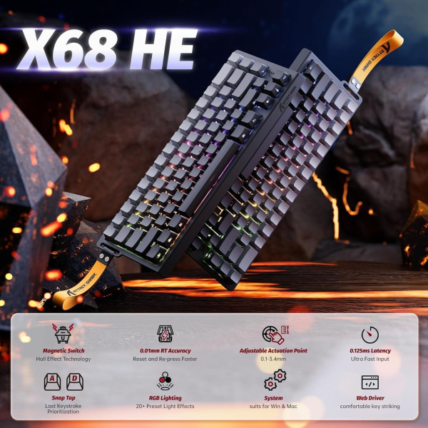 ATTACK SHARK X68 HE Moon Night (Magnetic Switch) Claviers ATTACK SHARK, Ultra Pc Gamer Maroc