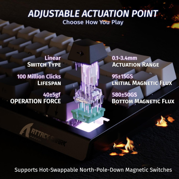 ATTACK SHARK X68 HE Moon Night (Magnetic Switch) Claviers ATTACK SHARK, Ultra Pc Gamer Maroc