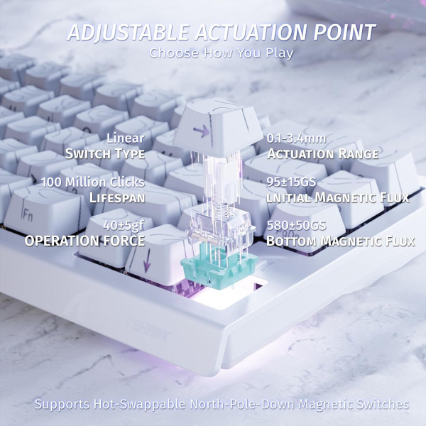 ATTACK SHARK X68 HE White Contour (Magnetic Switch) Claviers ATTACK SHARK, Ultra Pc Gamer Maroc
