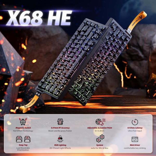 ATTACK SHARK X68 HE BLACK Contour (Magnetic Switch) Claviers ATTACK SHARK, Ultra Pc Gamer Maroc
