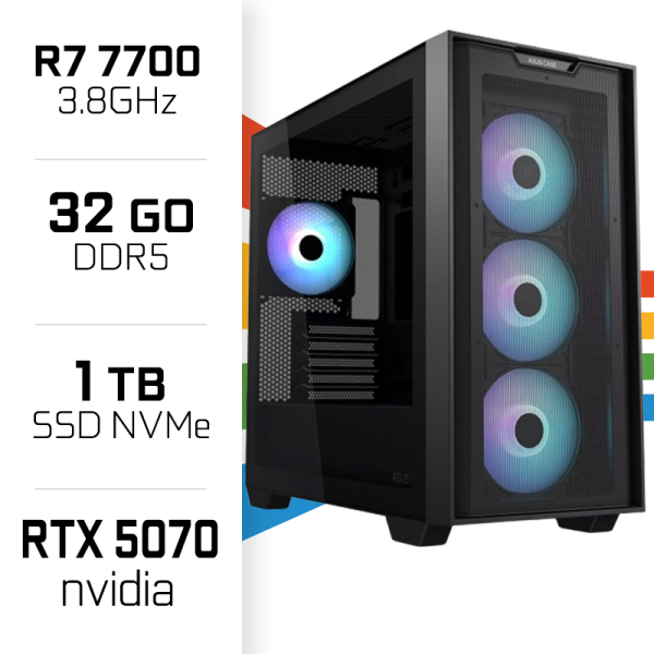 PC Gamer UltraPC Ryzen 7 7700/32GB DDR5/1TB SSD/RTX5070 PC Gamer Avancé UltraPC, Ultra Pc Gamer Maroc