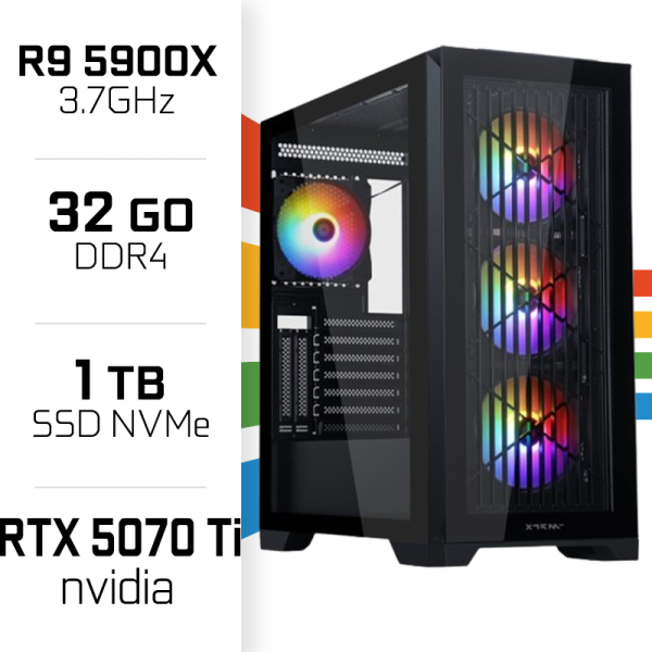 PC Gamer UltraPC Ryzen 9 5900X/1TB SSD/32GB/RTX5070TI PC Gamer Avancé UltraPC, Ultra Pc Gamer Maroc
