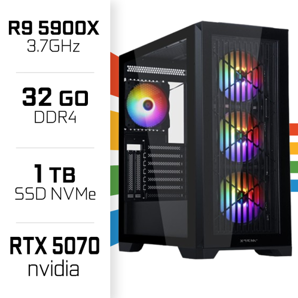 PC Gamer UltraPC Ryzen 9 5900X/1TB SSD/32GB/RTX5070 PC Gamer Avancé UltraPC, Ultra Pc Gamer Maroc