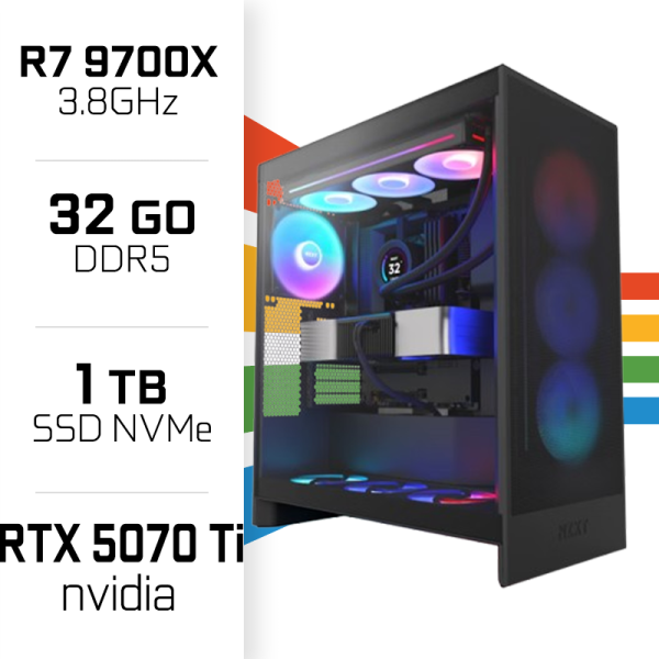 PC Gamer UltraPC Ryzen 7 9700X/32GB DDR5/1TB SSD/RTX5070 TI PC Gamer Avancé UltraPC, Ultra Pc Gamer Maroc