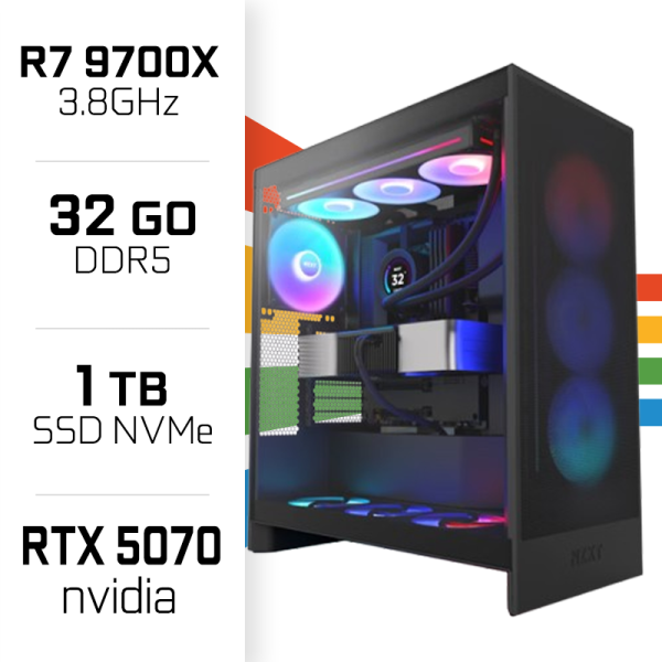 PC Gamer UltraPC Ryzen 7 9700X/32GB DDR5/1TB SSD/RTX5070 PC Gamer Avancé UltraPC, Ultra Pc Gamer Maroc