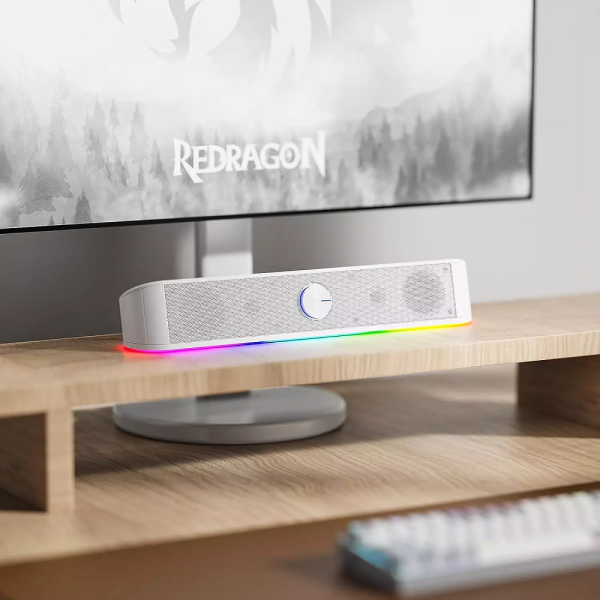 Redragon GS560 Adiemus Gaming Speaker (White) Périphériques Redragon, Ultra Pc Gamer Maroc