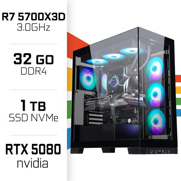 PC Gamer UltraPC Ryzen 7 5700X3D/1TB SSD/32GB/RTX5080 PC Gamer Avancé UltraPC, Ultra Pc Gamer Maroc