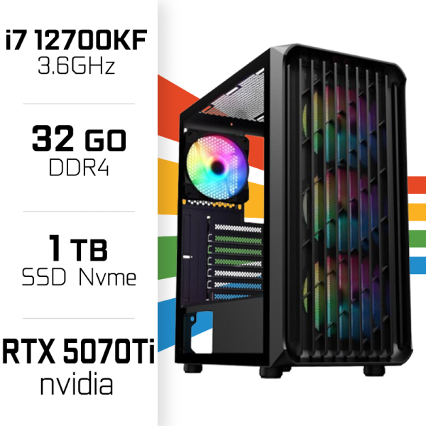 PC Gamer UltraPC Core i7 12700KF/1TB SSD/32GB/RTX5070 TI PC Gamer Avancé UltraPC, Ultra Pc Gamer Maroc