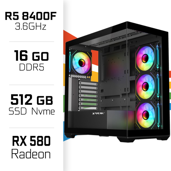 PC Gamer UltraPC Ryzen 5 8400F/512GB SSD/16GB/RX580 PC Gamer Standard UltraPC, Ultra Pc Gamer Maroc