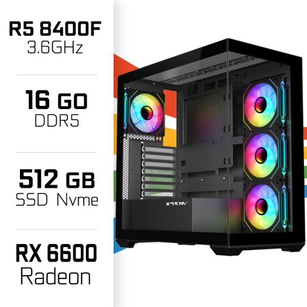 PC Gamer UltraPC Ryzen 5 8400F/512GB SSD/16GB/RX6600 PC Gamer Standard UltraPC, Ultra Pc Gamer Maroc