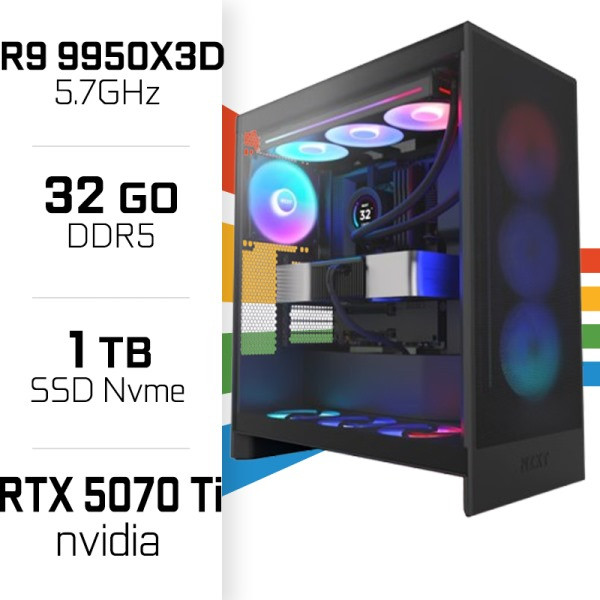 PC Gamer UltraPC Ryzen 9 9950X3D/1TB SSD/32GB DDR5/RTX5070TI PC Gamer Avancé UltraPC, Ultra Pc Gamer Maroc