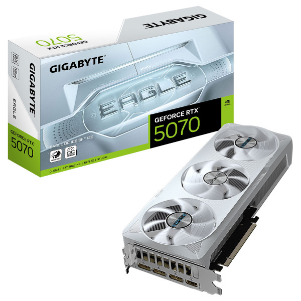 Gigabyte GeForce RTX 5070 EAGLE OC ICE SFF 12G Cartes graphiques Gigabyte, Ultra Pc Gamer Maroc