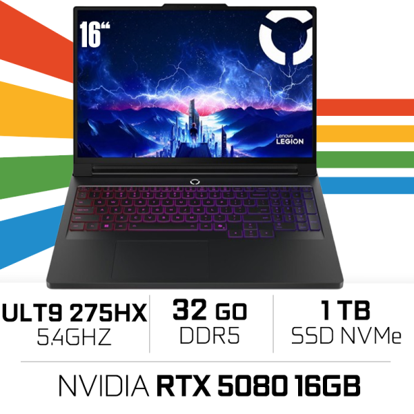 Lenovo Legion 7 Pro 16IAX10H Ultra 9 275HX/32GB/1TB SSD/RTX5080 16GB/16'' PC Portables Gamer Lenovo, Ultra Pc Gamer Maroc