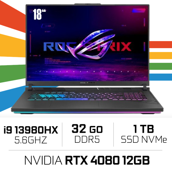 ASUS ROG Strix G18 G814JZ-N6011W Intel Core i9 13980HX/32GB DDR5/1TB SSD/RTX4080 12GB/ 18" PC Portables Gamer ASUS, Ultra Pc ...
