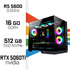 PC Gamer Ryzen 5 5600/16GB/512GB SSD/RTX5060 Ti 16 GB POWERED BY MSI UltraPC, Ultra Pc Gamer Maroc