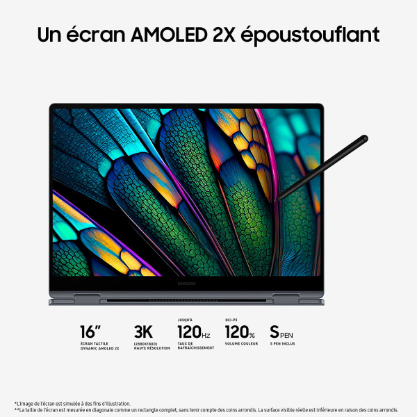 Samsung Galaxy Book4 Pro 360 16" (NP960QGK-KG2FR) Ultra 7 155H/16 Go DDR5/512 Go/Intel Arc Graphics/16" AMOLED (SANS EMBALLAG...