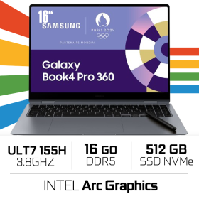 Samsung Galaxy Book4 Pro 360 16" (NP960QGK-KG2FR) Ultra 7 155H/16 Go DDR5/512 Go/Intel Arc Graphics/16" AMOLED (SANS EMBALLAG...