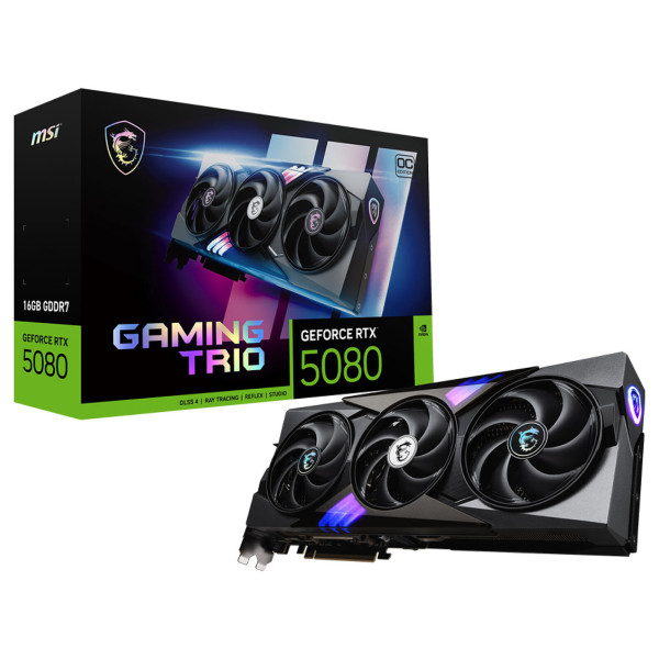 MSI GeForce RTX 5080 GAMING TRIO OC 16GB GDDR7 Cartes graphiques MSI, Ultra Pc Gamer Maroc