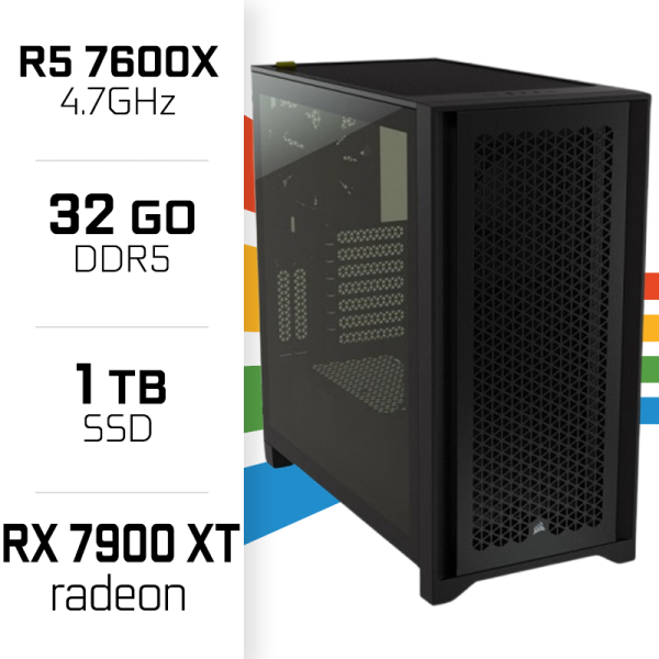 PC Gamer UltraPC Ryzen 5 7600X/32GB DDR5/1TB SSD/RX7900 XT PC Gamer Avancé UltraPC, Ultra Pc Gamer Maroc